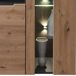 Wohnen Highboards<Highboard mit Glas & LED Licht - Kuetra