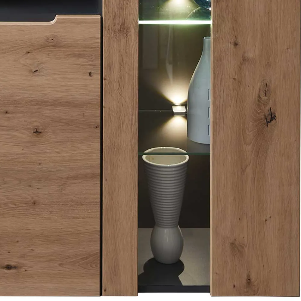 Wohnen Highboards<Highboard mit Glas & LED Licht - Kuetra
