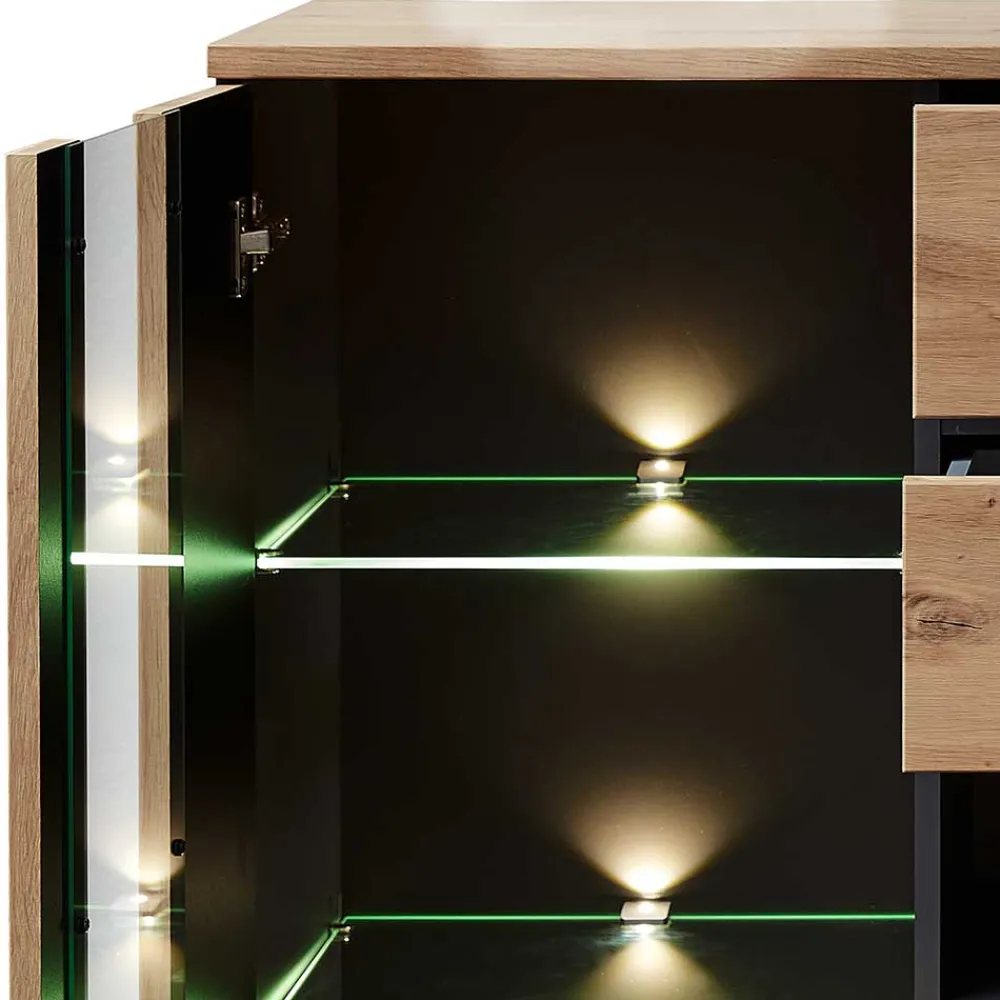 Wohnen Highboards<Highboard mit Glas & LED Licht - Kuetra