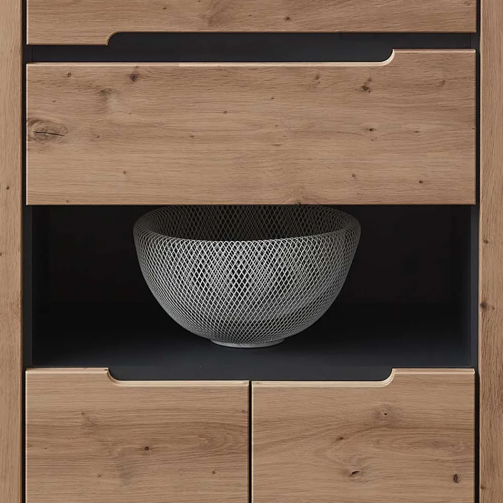 Wohnen Highboards<Highboard mit Glas & LED Licht - Kuetra