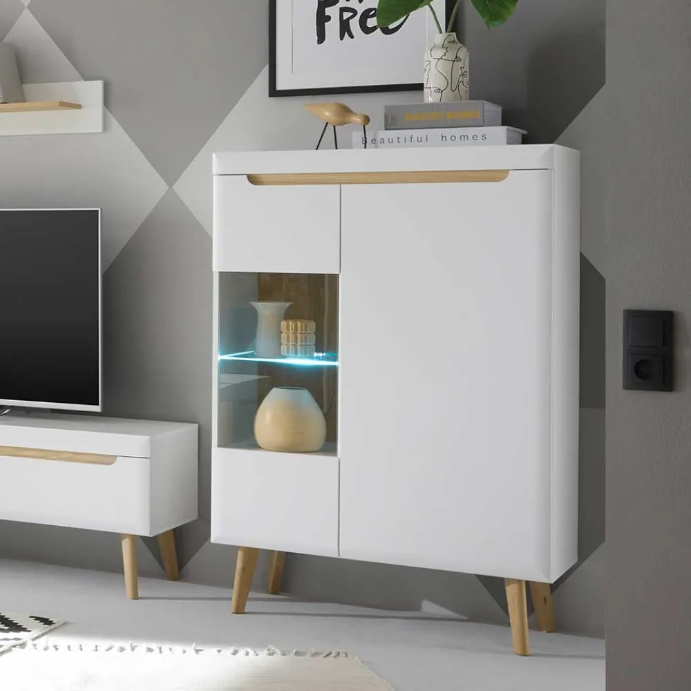 Wohnen Highboards|Vitrinen<Highboard mit Glas im Skandi Design - Ginko