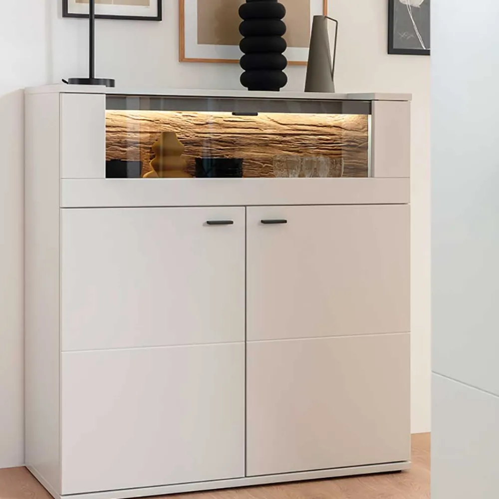 Wohnen Highboards<Highboard mit Glas Klappe & zwei Türen - Apulco