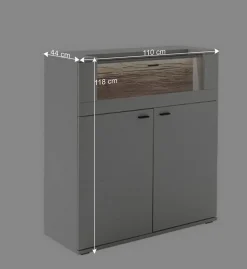 Wohnen Highboards<Highboard mit Glas Klappe & zwei Türen - Apulco