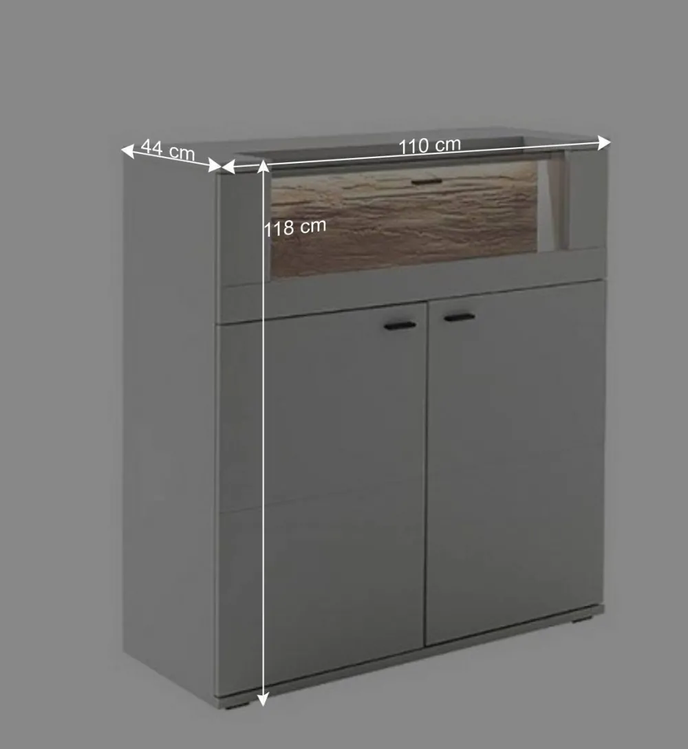 Wohnen Highboards<Highboard mit Glas Klappe & zwei Türen - Apulco