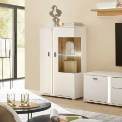 Wohnen Highboards<Highboard mit Glas und Licht modern - Racelyn