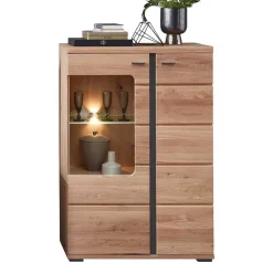 Wohnen Highboards|Vitrinen<Highboard mit Glaseinsatz und LED Beleuchtung - Latenda
