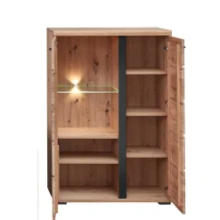 Wohnen Highboards|Vitrinen<Highboard mit Glaseinsatz und LED Beleuchtung - Latenda
