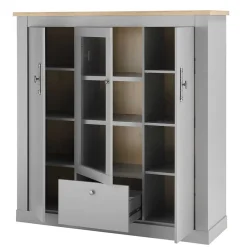 Wohnen Highboards<Highboard mit Glaseinsatz mit Metallgriffen - Buleta