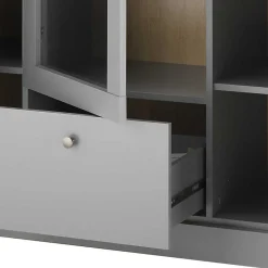 Wohnen Highboards<Highboard mit Glaseinsatz mit Metallgriffen - Buleta
