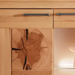 Wohnen Highboards|Schränke<Highboard mit Glaseinsatz aus geölter Kernbuche - Sarosca