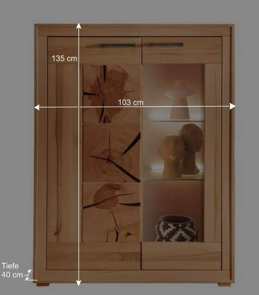 Wohnen Highboards|Schränke<Highboard mit Glaseinsatz aus geölter Kernbuche - Sarosca