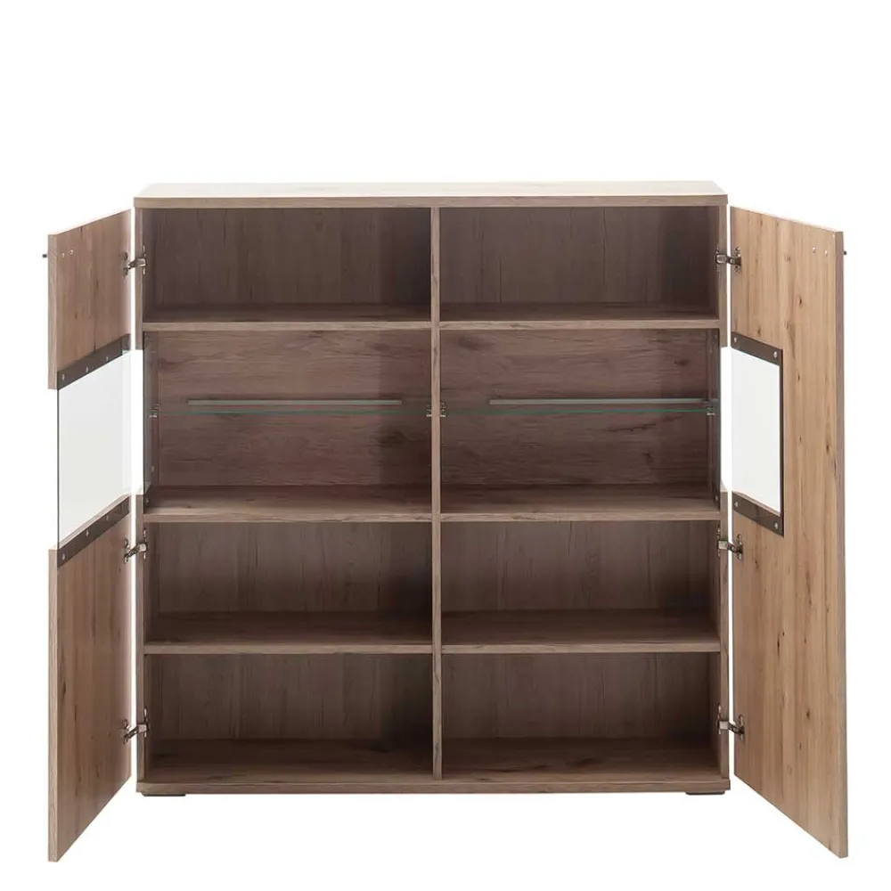 Wohnen Highboards<Highboard mit Glaseinsätzen 119x121x37 cm - Comrinaca