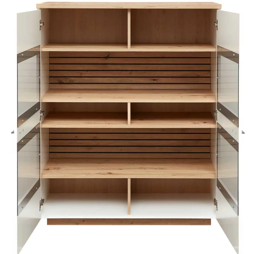 Wohnen Highboards|Vitrinen<Highboard mit Glaseinsätzen 2-türig - Niam