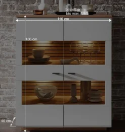 Wohnen Highboards|Vitrinen<Highboard mit Glaseinsätzen 2-türig - Niam