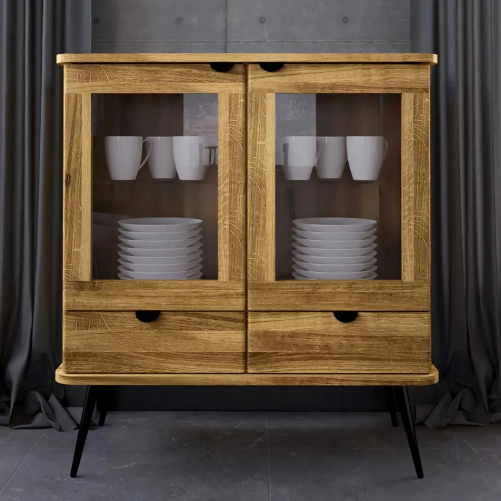 Wohnen Vitrinen<Highboard mit Glastüren mit zwei Schubladen - Casarius