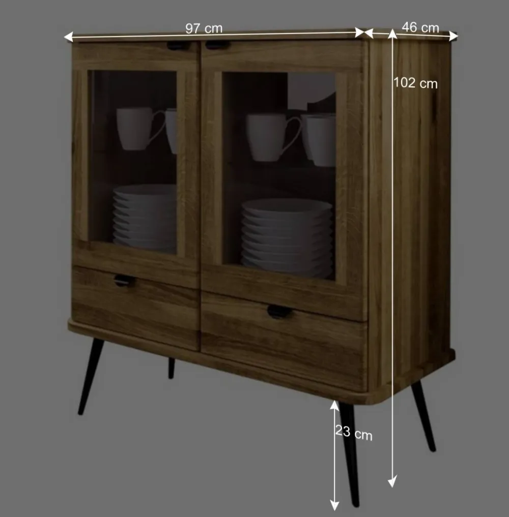 Wohnen Vitrinen<Highboard mit Glastüren mit zwei Schubladen - Casarius