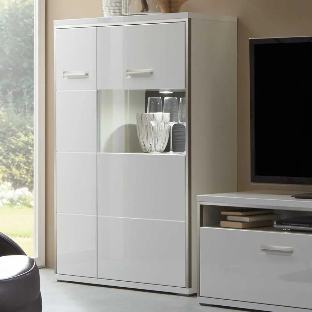 Wohnen Highboards<Highboard Tacroma in Hochglanz Weiß Glas