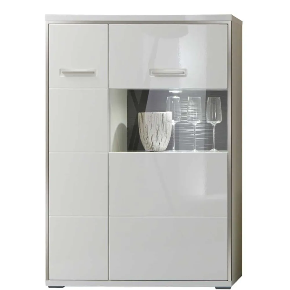 Wohnen Highboards<Highboard Tacroma in Hochglanz Weiß Glas