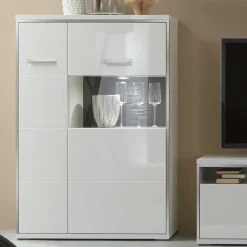 Wohnen Highboards<Highboard Tacroma in Hochglanz Weiß Glas