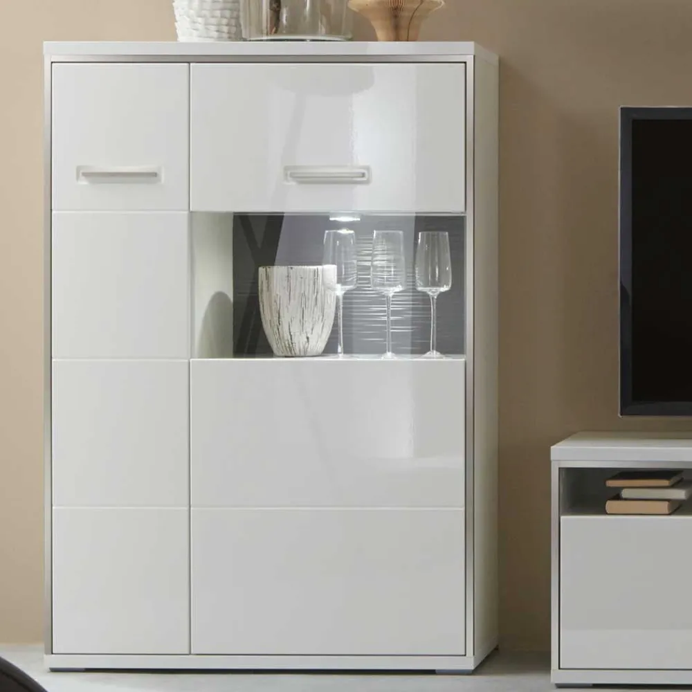 Wohnen Highboards<Highboard Tacroma in Hochglanz Weiß Glas