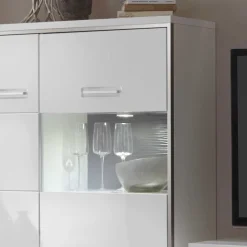 Wohnen Highboards<Highboard Tacroma in Hochglanz Weiß Glas