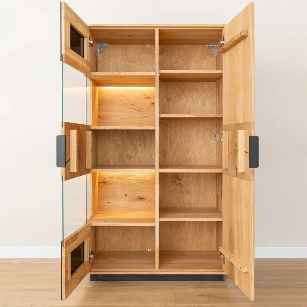 Wohnen Highboards|Vitrinen<Highboard Vitrine aus Eiche und Glas - Masicuri
