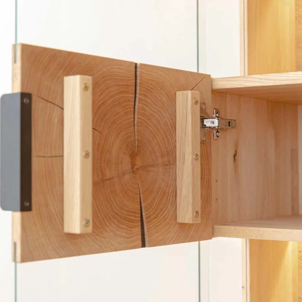 Wohnen Highboards|Vitrinen<Highboard Vitrine aus Eiche und Glas - Masicuri