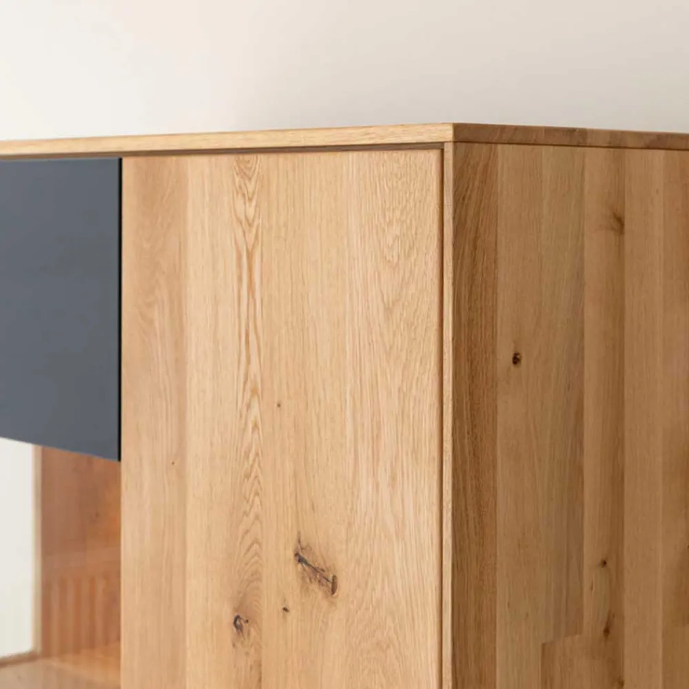 Wohnen Highboards|Vitrinen<Highboard Vitrine aus Eiche und Glas - Masicuri