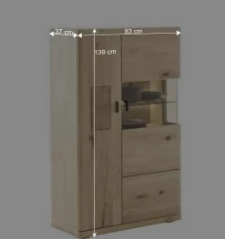 Wohnen Highboards|Vitrinen<Highboard Vitrine aus hellem Asteiche Massivholz - Losiamos