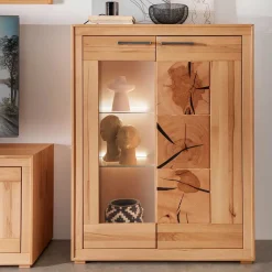 Wohnen Highboards|Vitrinen<Highboard Vitrine aus Kernbuche Massivholz - Sarosca