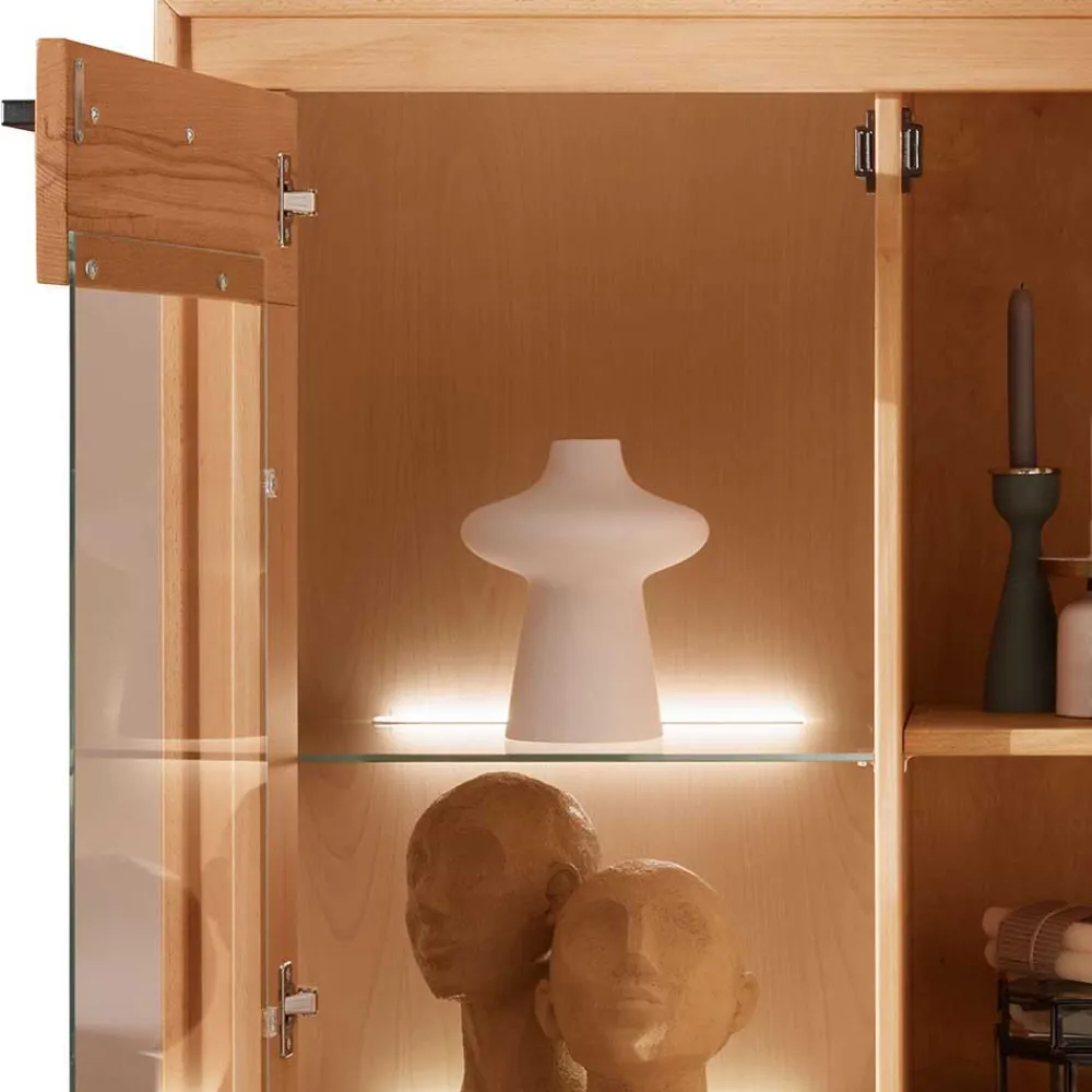 Wohnen Highboards|Vitrinen<Highboard Vitrine aus Kernbuche Massivholz - Sarosca