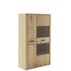 Wohnen Highboards|Vitrinen<Highboard Vitrine in Asteiche Hell - Jevedaz