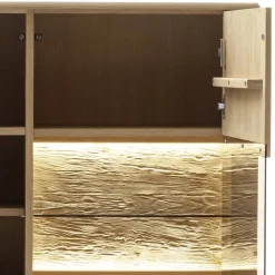 Wohnen Highboards|Vitrinen<Highboard Vitrine in Asteiche Hell - Jevedaz