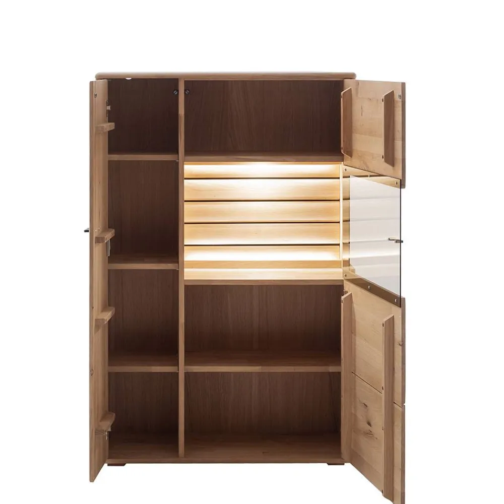 Wohnen Highboards|Vitrinen<Highboard Vitrine in Asteiche Hell - Azzurian