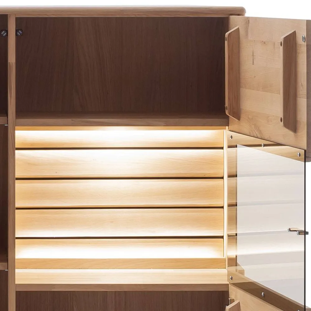 Wohnen Highboards|Vitrinen<Highboard Vitrine in Asteiche Hell - Azzurian
