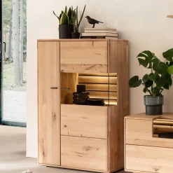 Wohnen Highboards|Vitrinen<Highboard Vitrine in Asteiche Hell - Azzurian