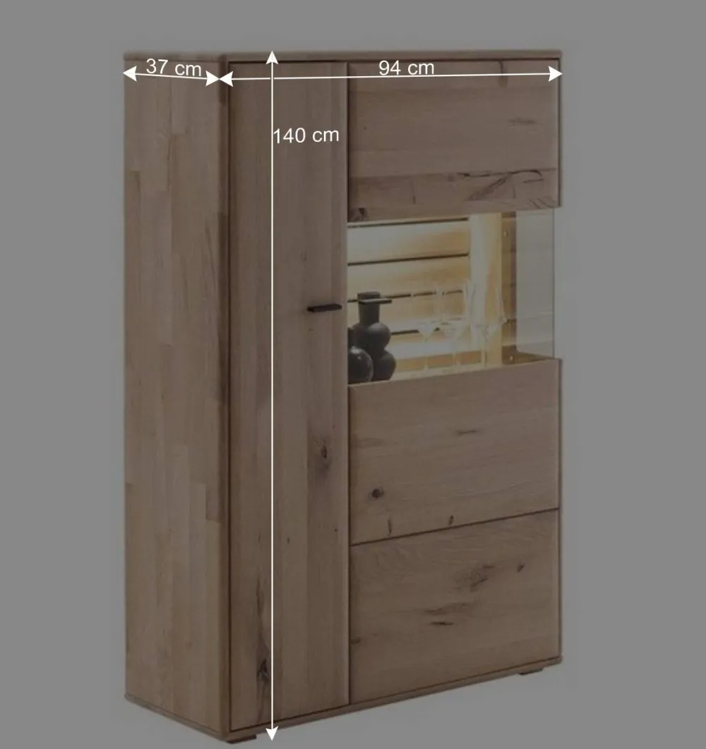 Wohnen Highboards|Vitrinen<Highboard Vitrine in Asteiche Hell - Azzurian