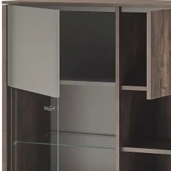 Wohnen Vitrinen<Highboard Vitrine in Eiche Dunkel & Grau - Mundo