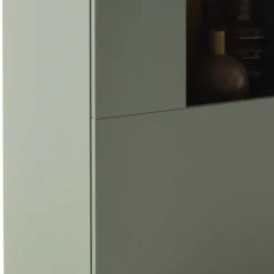 Wohnen Highboards|Vitrinen<Highboard Vitrine in Graugrün und Eiche - Kwin