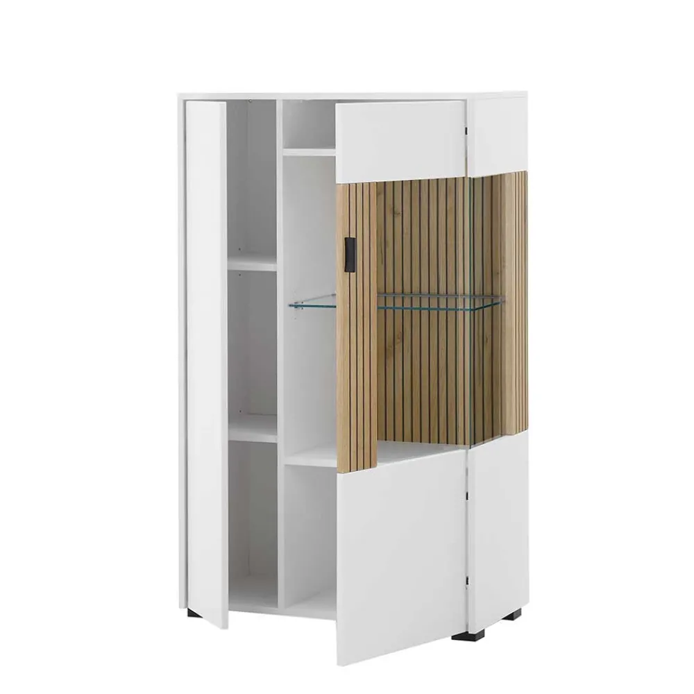 Wohnen Vitrinen<Highboard Vitrine in Mattweiß - Nenaloro