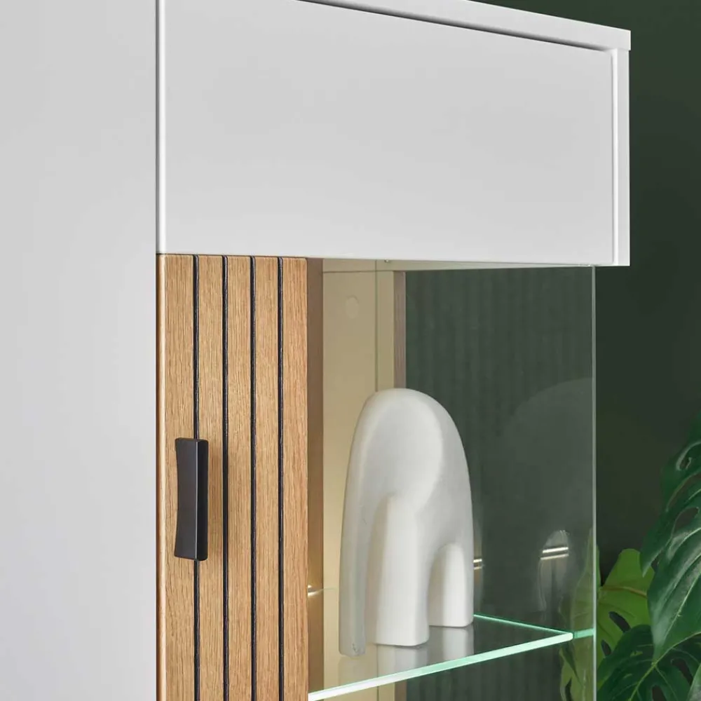 Wohnen Vitrinen<Highboard Vitrine in Mattweiß - Nenaloro