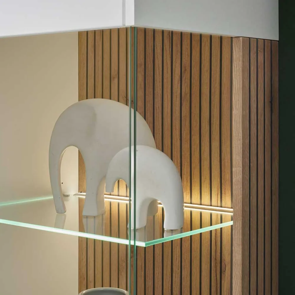Wohnen Vitrinen<Highboard Vitrine in Mattweiß - Nenaloro