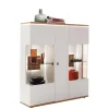 Wohnen Highboards|Vitrinen<Highboard Vitrine in Soft White und Wildeiche - Yordyn