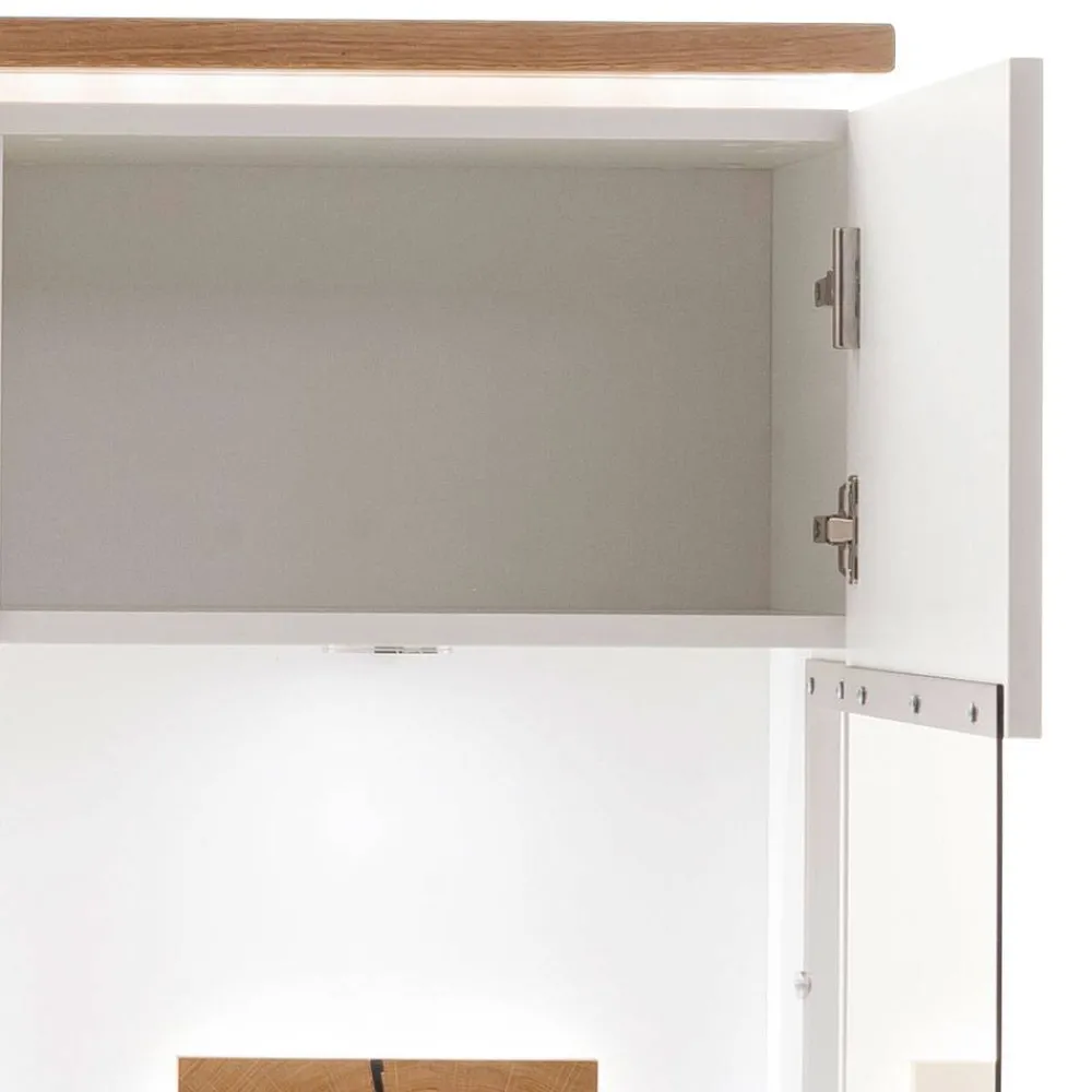 Wohnen Highboards|Vitrinen<Highboard Vitrine in Soft White und Wildeiche - Yordyn