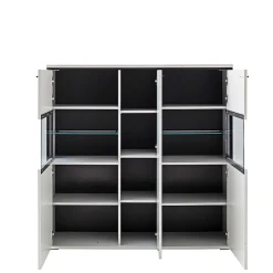 Wohnen Highboards|Vitrinen<Highboard Vitrine in Weiß mit Schwarzgrau - Loazin