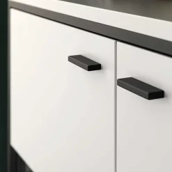 Wohnen Highboards|Vitrinen<Highboard Vitrine in Weiß mit Schwarzgrau - Loazin