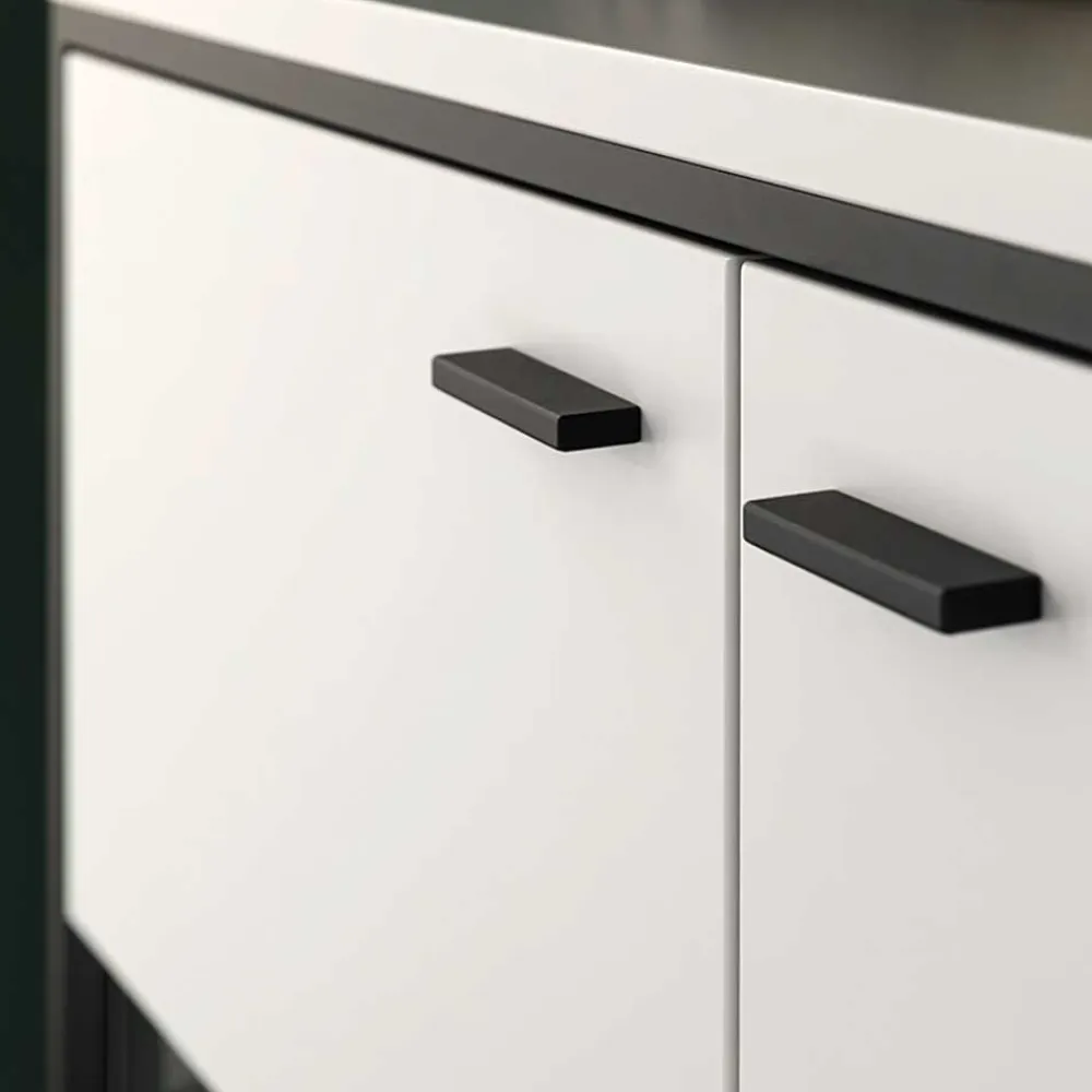 Wohnen Highboards|Vitrinen<Highboard Vitrine in Weiß mit Schwarzgrau - Loazin