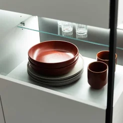 Wohnen Highboards|Vitrinen<Highboard Vitrine in Weiß mit Schwarzgrau - Loazin