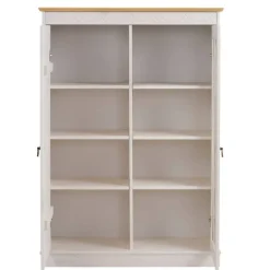 Wohnen Highboards|Vitrinen<Highboard Vitrine in Weiß und Kiefer Honig - Zentra