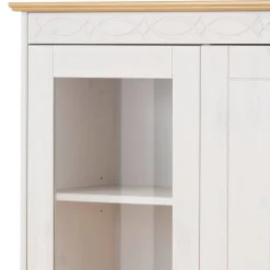 Wohnen Highboards|Vitrinen<Highboard Vitrine in Weiß und Kiefer Honig - Zentra